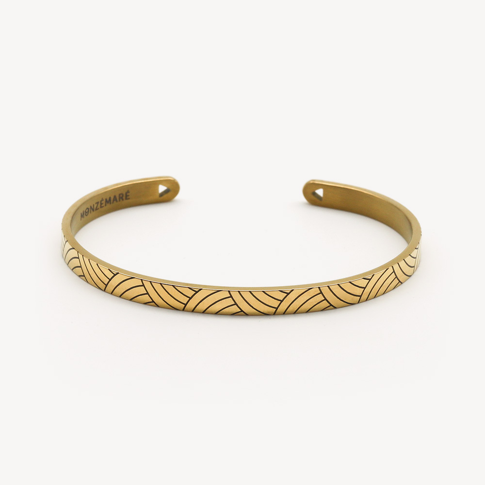 Bracelet jonc femme acier doré - ryoshi - Vague japonaise - Packshot - Monzémaré